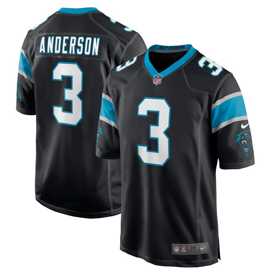 Men Carolina Panthers 3 Robbie Anderson Nike Black Player Game NFL Jersey